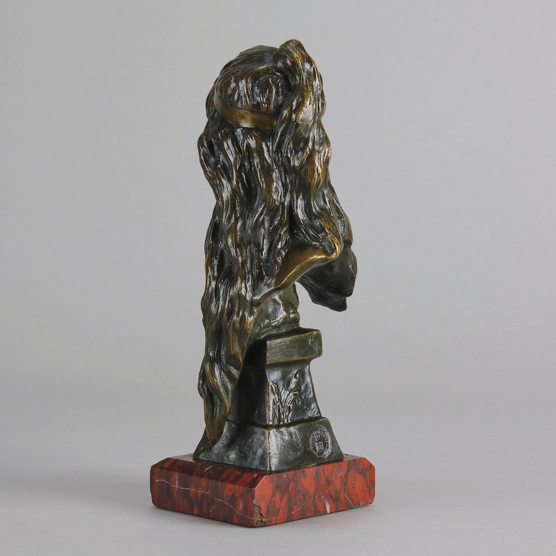 Carmella by Emmanuel Villanis a delightful Art Nouveau Bronze bust of an elegant beauty with rich brown patina and fine hand finished detail