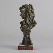 Carmella by Emmanuel Villanis a delightful Art Nouveau Bronze bust of an elegant beauty with rich brown patina and fine hand finished detail