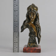 Carmella by Emmanuel Villanis a delightful Art Nouveau Bronze bust of an elegant beauty with rich brown patina and fine hand finished detail