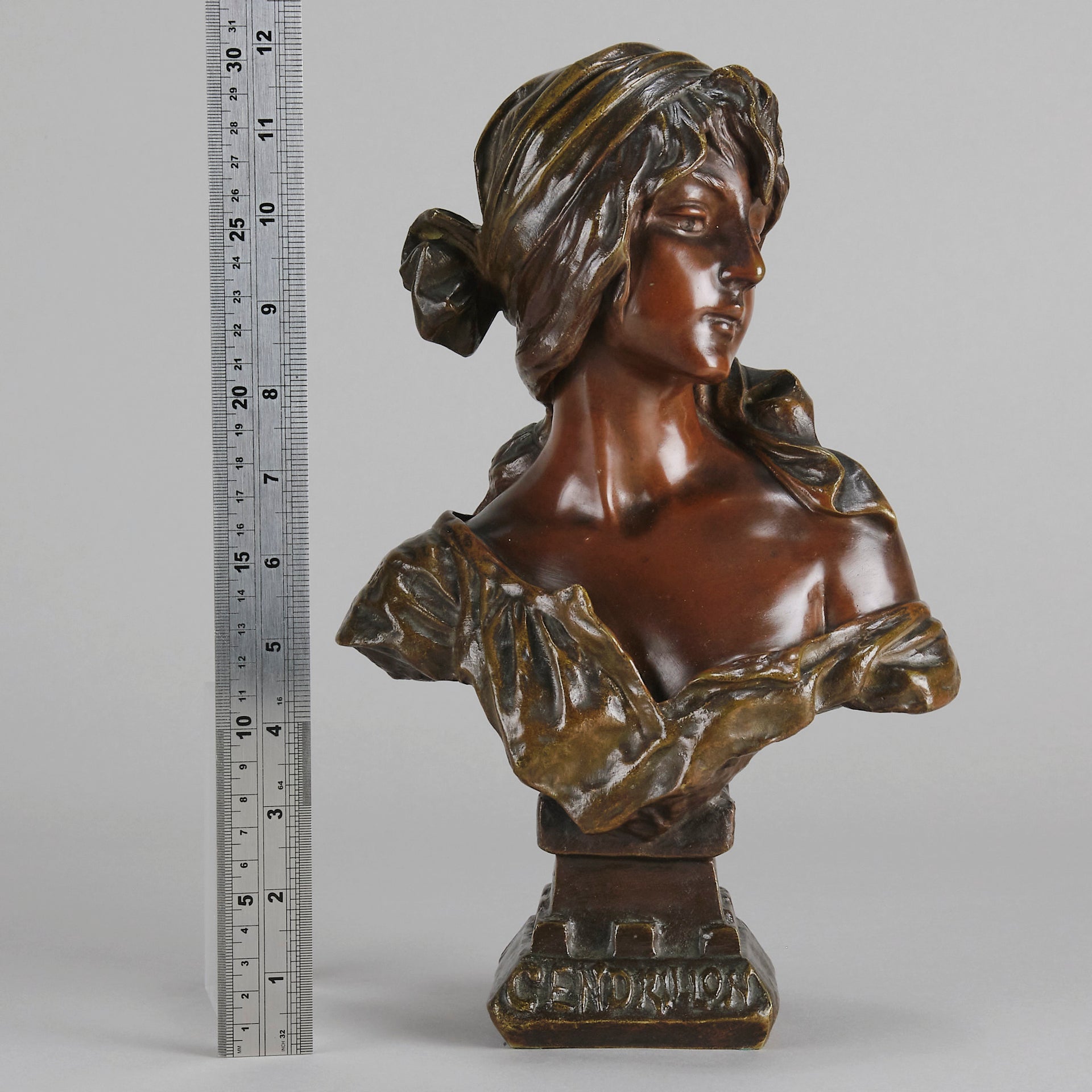 Art Nouveau Sculpture -  Emmanuel Villanis - Antique Bronze - Cendrillon Bust - Bronze statues for sale - Bronze sculptures for sale - Antique bronze statues Hickmet Fine Arts