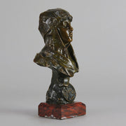 Dalila by Emmanuel Villanis a fantastic depiction of a young Deliah as a bronze bust. Covering her head with a hood