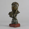 Dalila by Emmanuel Villanis a fantastic depiction of a young Deliah as a bronze bust. Covering her head with a hood