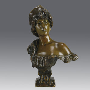 Lola by Emmanuel Villanis a stunning Art Nouveau bronze bust depicting the character "Lola" modelled in the midst of an inquisitive look