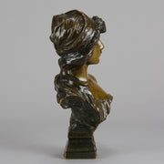 Lola by Emmanuel Villanis a stunning Art Nouveau bronze bust depicting the character "Lola" modelled in the midst of an inquisitive look