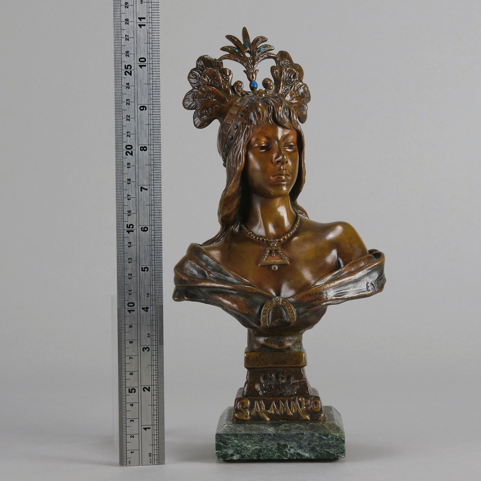 Art Nouveau Bust - Emmanuel Villanis - Salammbo - Antique Bronze - Bronze statues for sale - Bronze sculptures for sale - Antique bronze statues - Hickmet Fine Arts