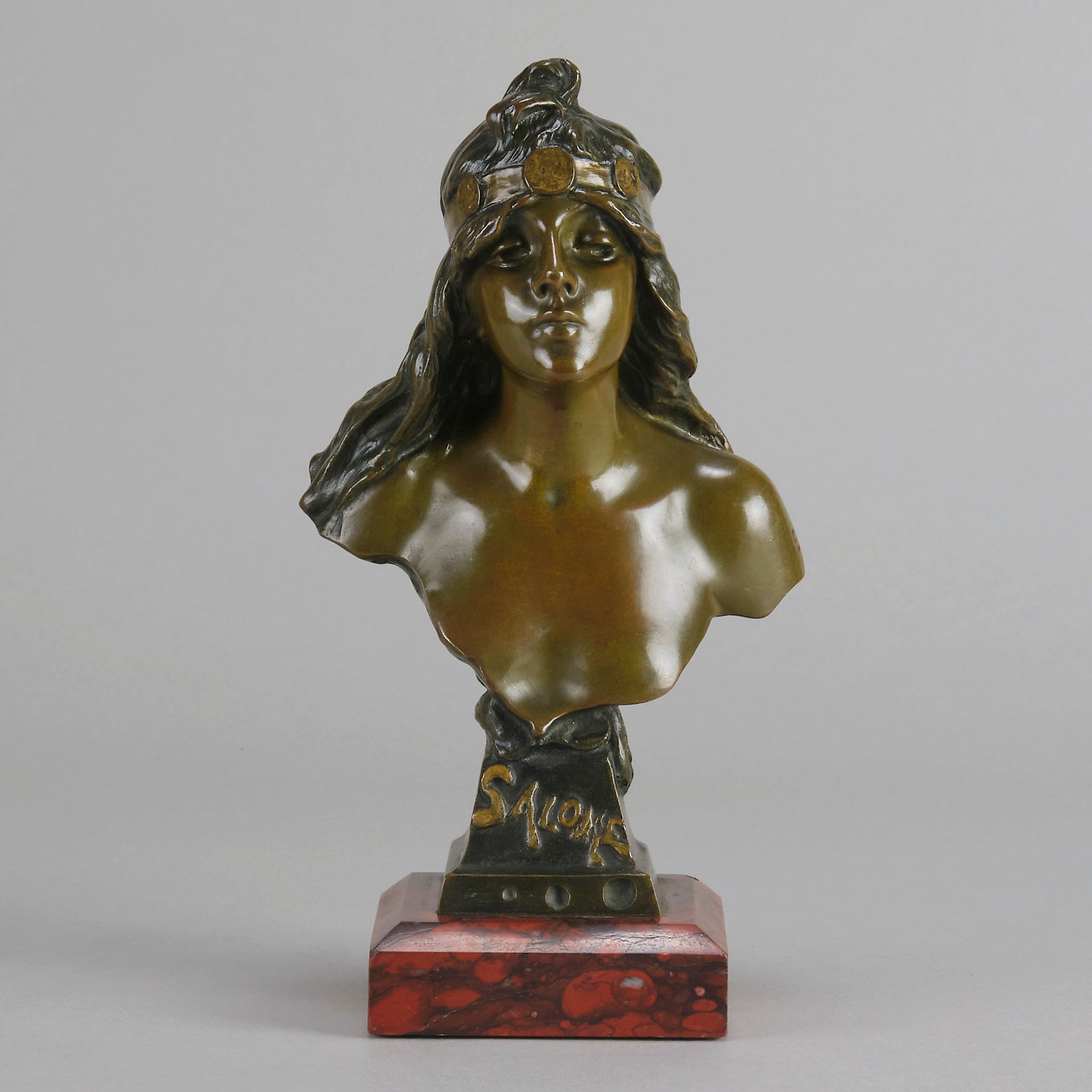 Art Nouveau Bust - Emmanuel Villanis - Salome - Antique Bronze - Bronze statues for sale - Bronze sculptures for sale - Antique bronze statues - Hickmet Fine Arts 