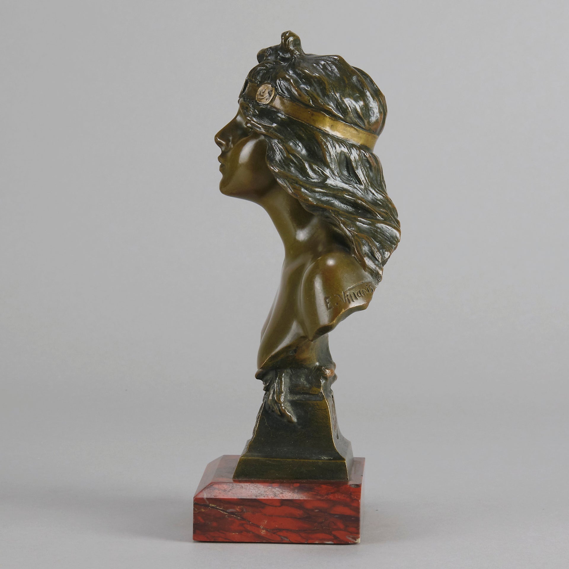 Art Nouveau Bust - Emmanuel Villanis - Salome - Antique Bronze - Bronze statues for sale - Bronze sculptures for sale - Antique bronze statues - Hickmet Fine Arts 