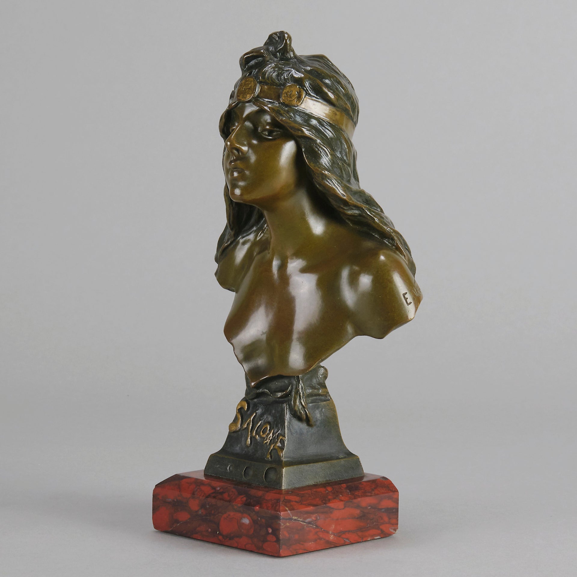 Art Nouveau Bust - Emmanuel Villanis - Salome - Antique Bronze - Bronze statues for sale - Bronze sculptures for sale - Antique bronze statues - Hickmet Fine Arts 
