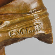 Seule by Emmanuel Villanis a very fine late 19th Century French bronze bust of an attractive classical maiden modelled in the Art Nouveau style, with fabulous variegating red and brown colour