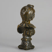 Silvia by Emmanuel Villanis a very fine late 19th Century French bronze bust of an attractive classical maiden modelled in the Art Nouveau style, with fabulous multi hued patination of brown and a subtle green