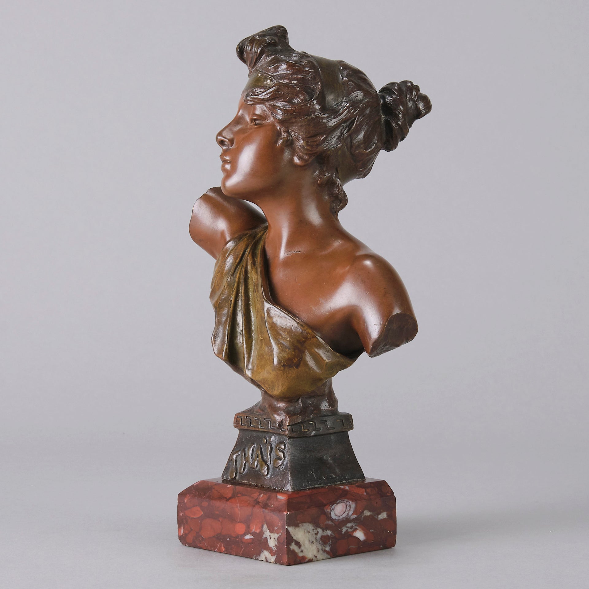 Art Nouveau Bust - Emmanuel Villanis - THAÏS - Antique Bronze - Bronze statues for sale - Bronze sculptures for sale - Antique bronze statues - Hickmet Fine Arts