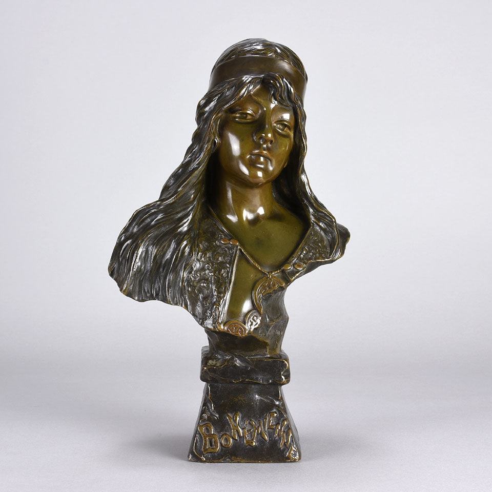 Villanis Bohemienne - Art Nouveau Bronze Bust - Villanis, Emmanuel - Hickmet Fine Arts
