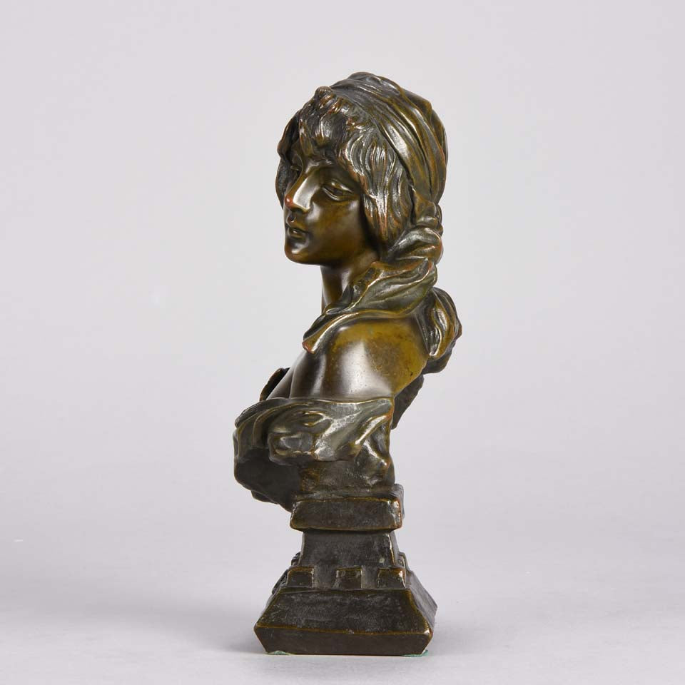 Villanis Cendrillon Art Nouveau Bronze Bust 