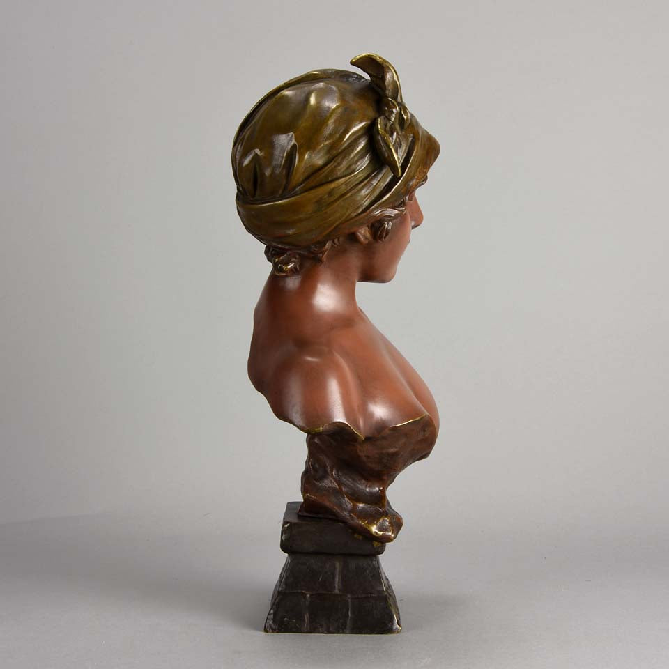 Emmanuel Villanis Javotte Art Nouveau Bronze Bust Emmanuel Villanis Javotte Art Nouveau Bronze Bust 