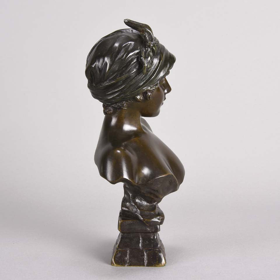 Art Nouveau Bronze Bust by Emmanuel Villanis Javotte