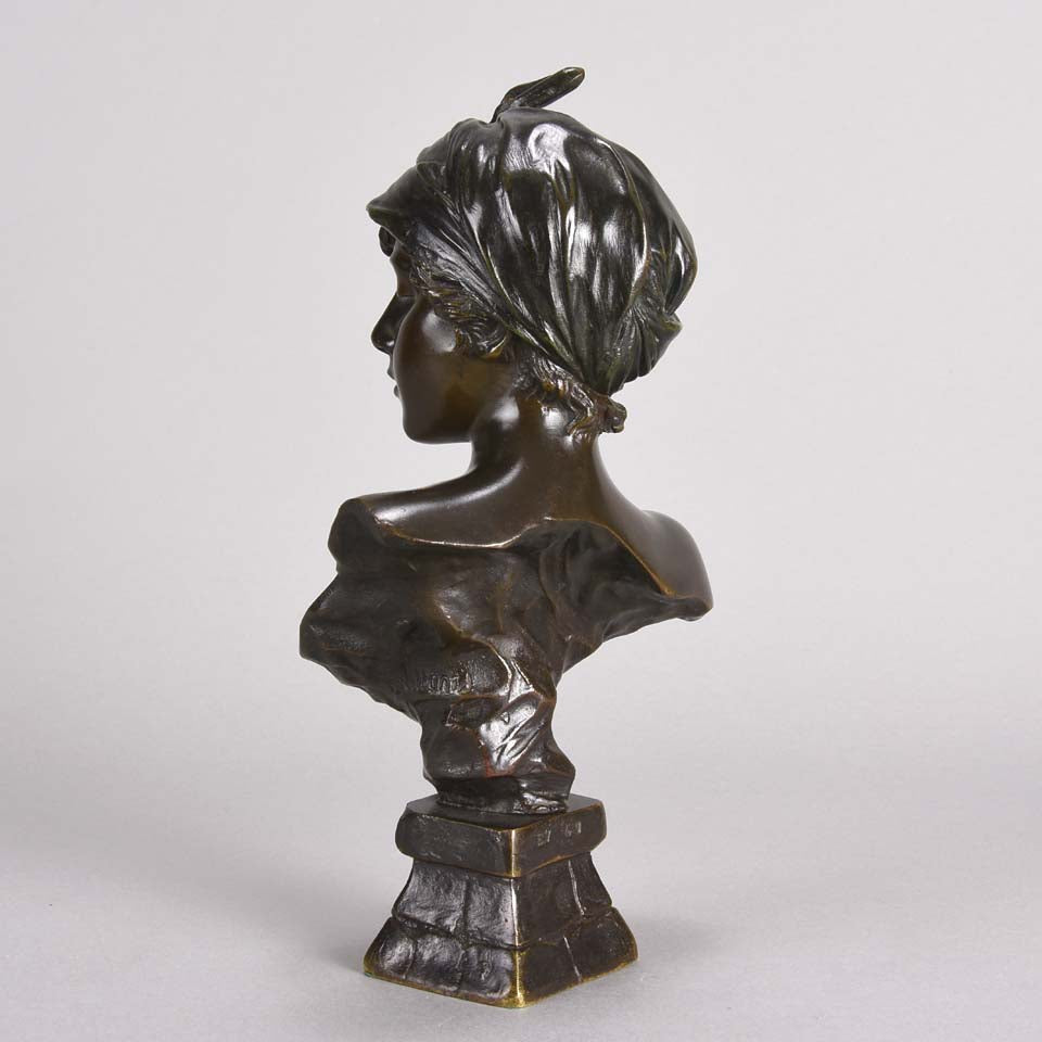Art Nouveau Bronze Bust by Emmanuel Villanis Javotte