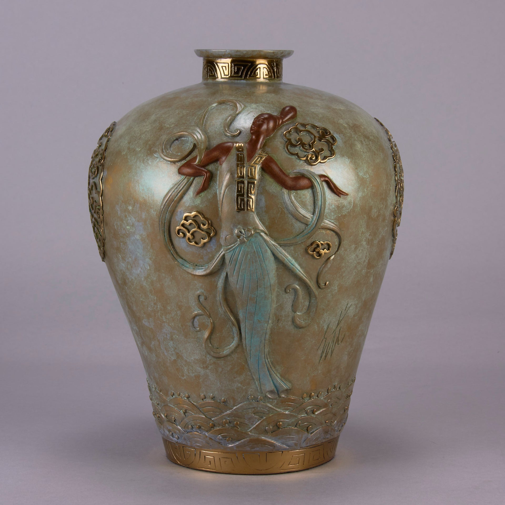 Erte Vase - Oriental Mystery Bronze Vase - Hickmet Fine Arts