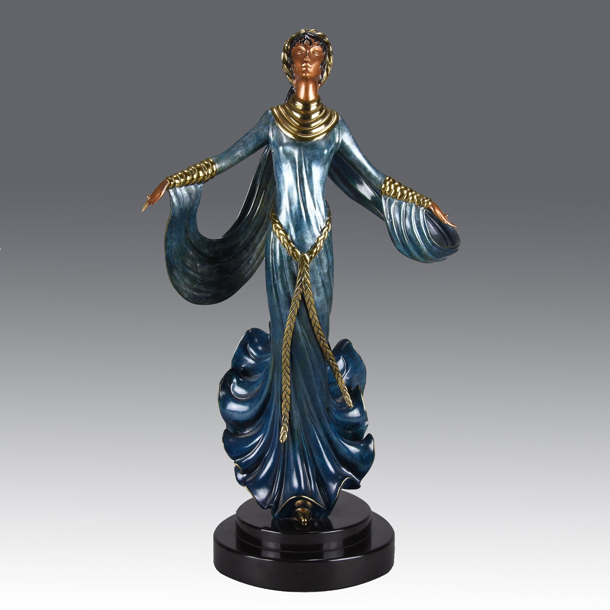 エルテ、ERTE Erté Bronze Ecstasy - Art Deco Bronze Sculpture - Romain de