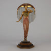 Le Soleil by Erte Art Deco bronze of a beautiful young woman in diaphanous dress wearing a spectacular headdress of circular form representing the sun - Hickmet Fine Arts