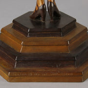 Le Soleil by Erte Art Deco bronze of a beautiful young woman in diaphanous dress wearing a spectacular headdress of circular form representing the sun - Hickmet Fine Arts