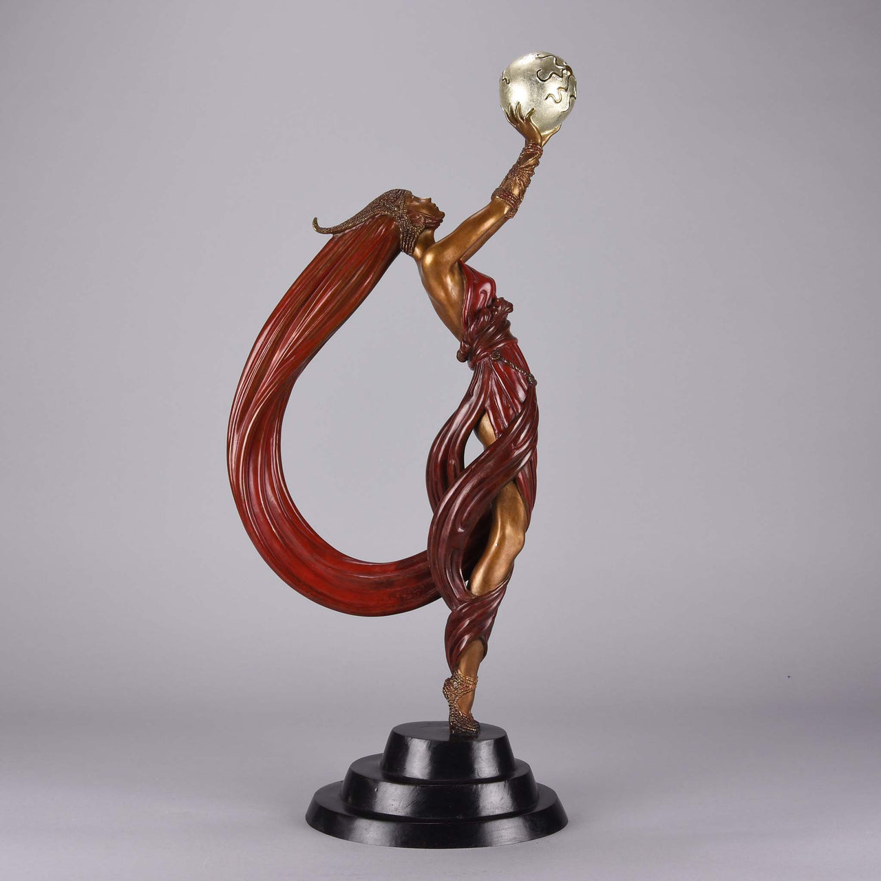 Erte Bronze Sculpture The Globe - Romain de Tirtoff Bronze Figure - Hickmet Fine Arts