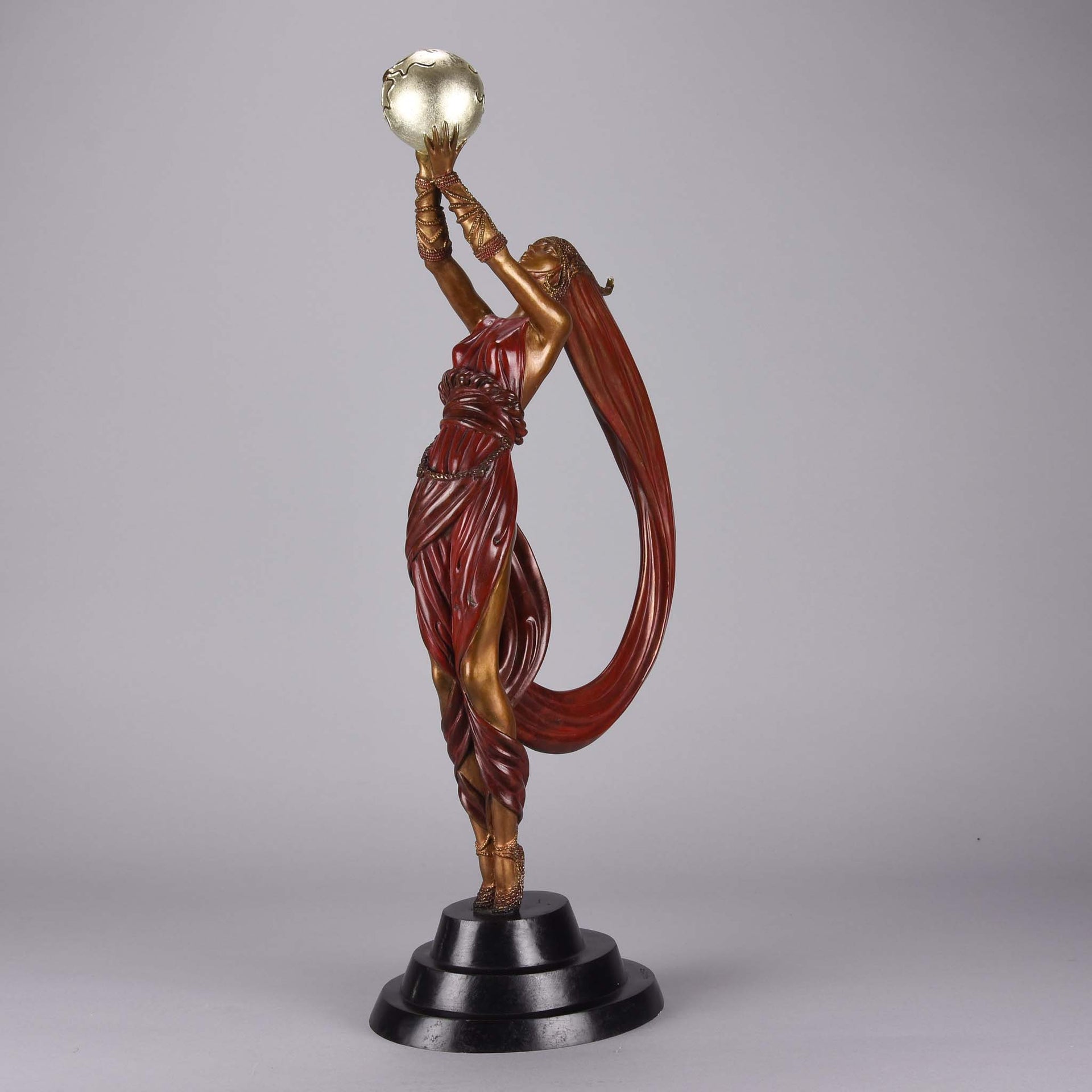 Erte Bronze Sculpture The Globe - Romain de Tirtoff Bronze Figure - Hickmet Fine Arts