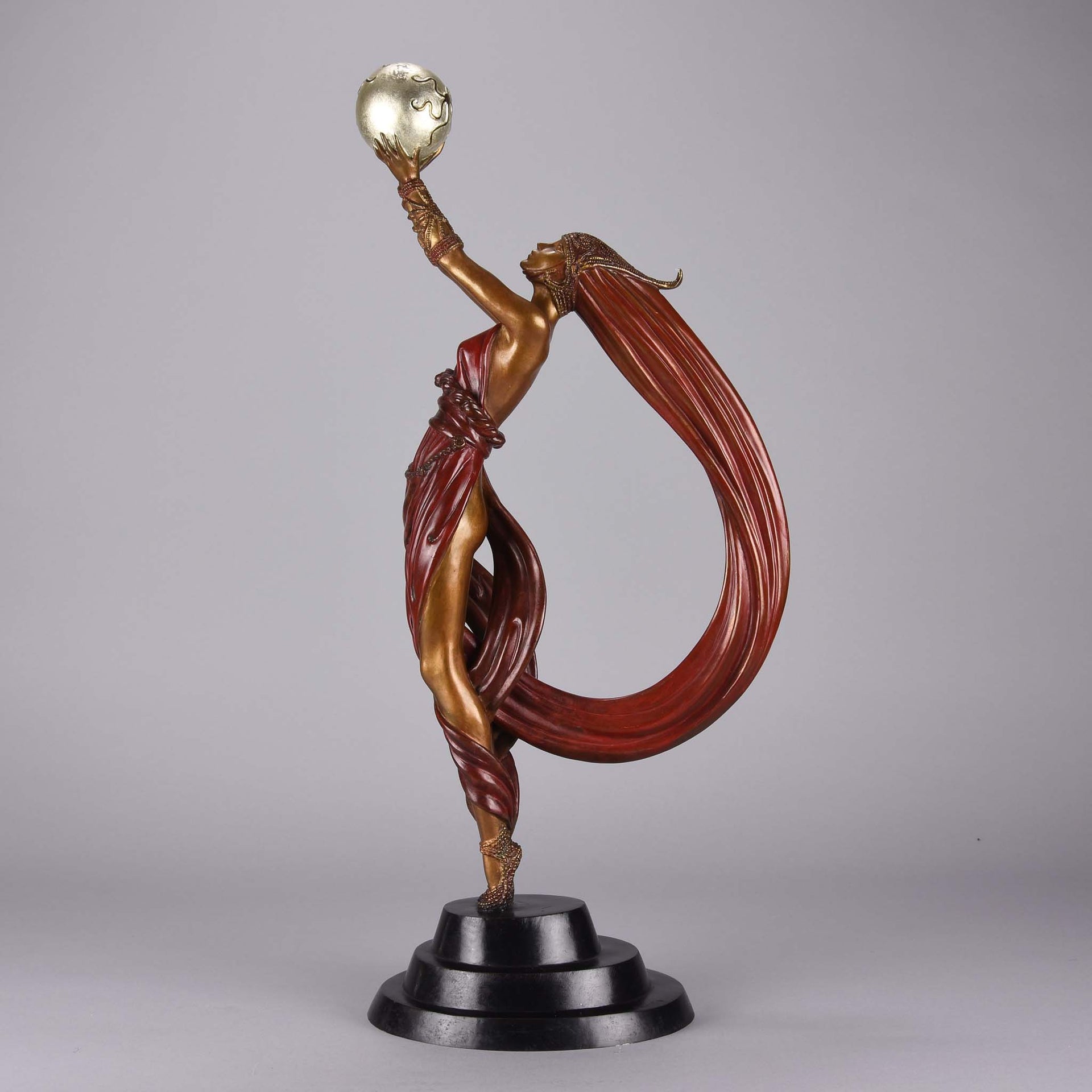 Erte Bronze Sculpture The Globe - Romain de Tirtoff Bronze Figure - Hickmet Fine Arts