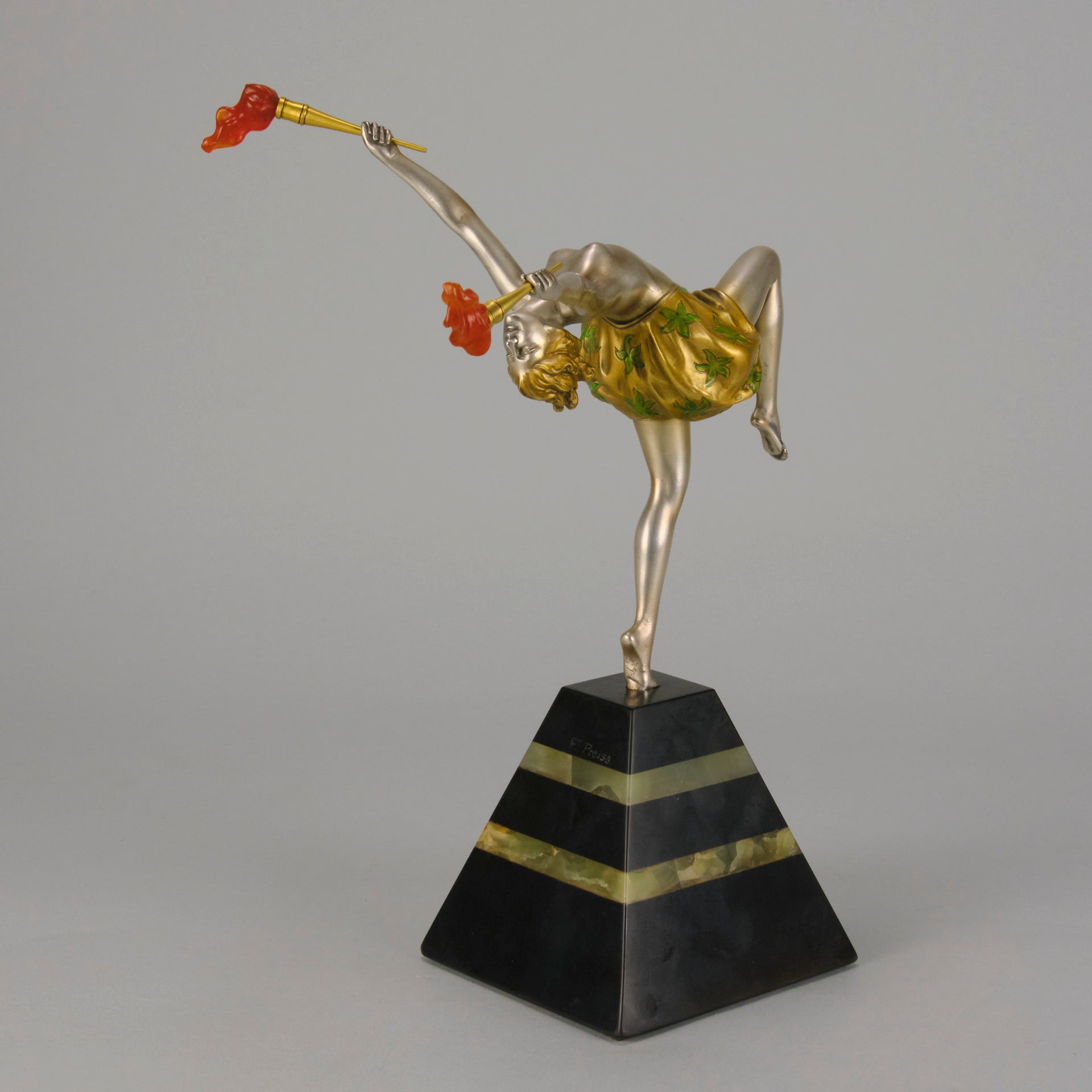 Ferdinand Preiss Torch Dancer - Art Deco Bronze - Antique Bronze -  Hickmet Fine Arts