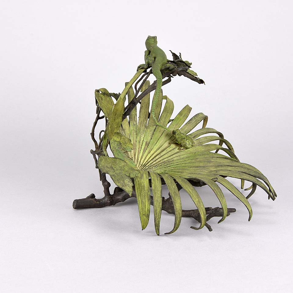 Lizard and Frog on Leaf by Bergman