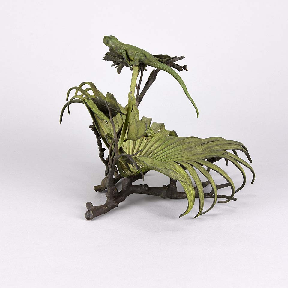 Lizard and Frog on Leaf by Bergman