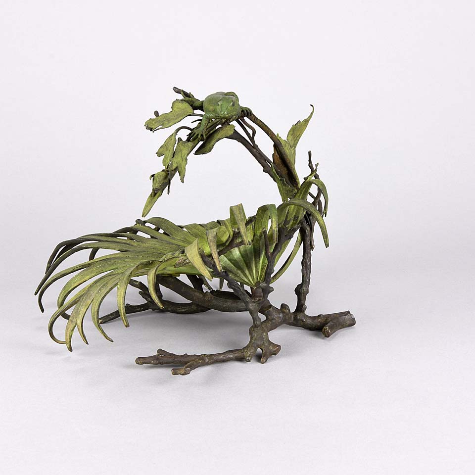 Lizard and Frog on Leaf by Bergman