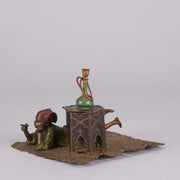 Bergman Bronze - Antique Bronze - Boy on Rug Inkwell - bergman cold painted bronze - Hickmet Fine Arts