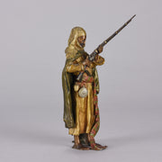 Bergman Bronze - Antique Bronze - bergman cold painted bronze - Arab Warrior with Rifle - Hickmet Fine Arts  