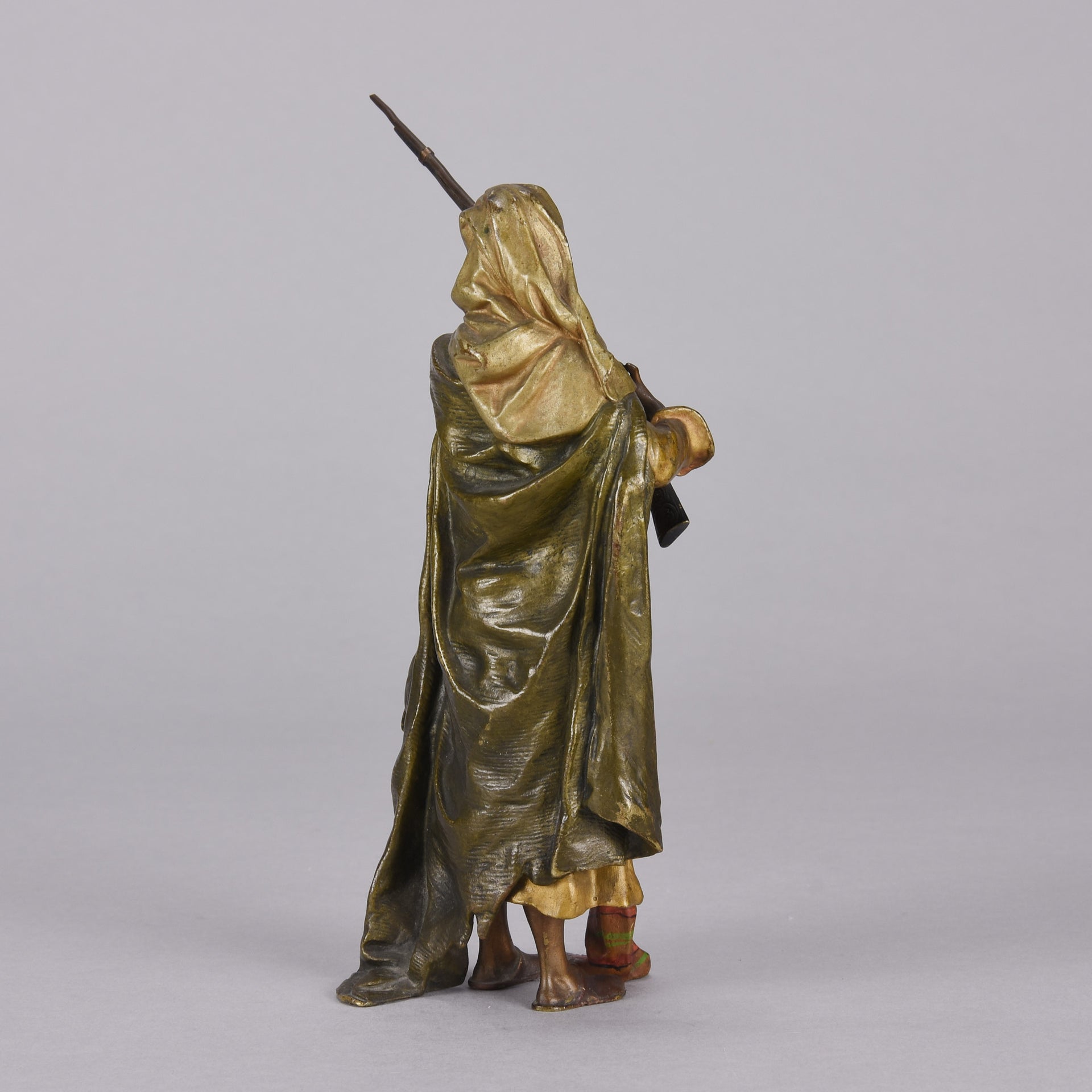 Bergman Bronze - Antique Bronze - bergman cold painted bronze - Arab Warrior with Rifle - Hickmet Fine Arts  