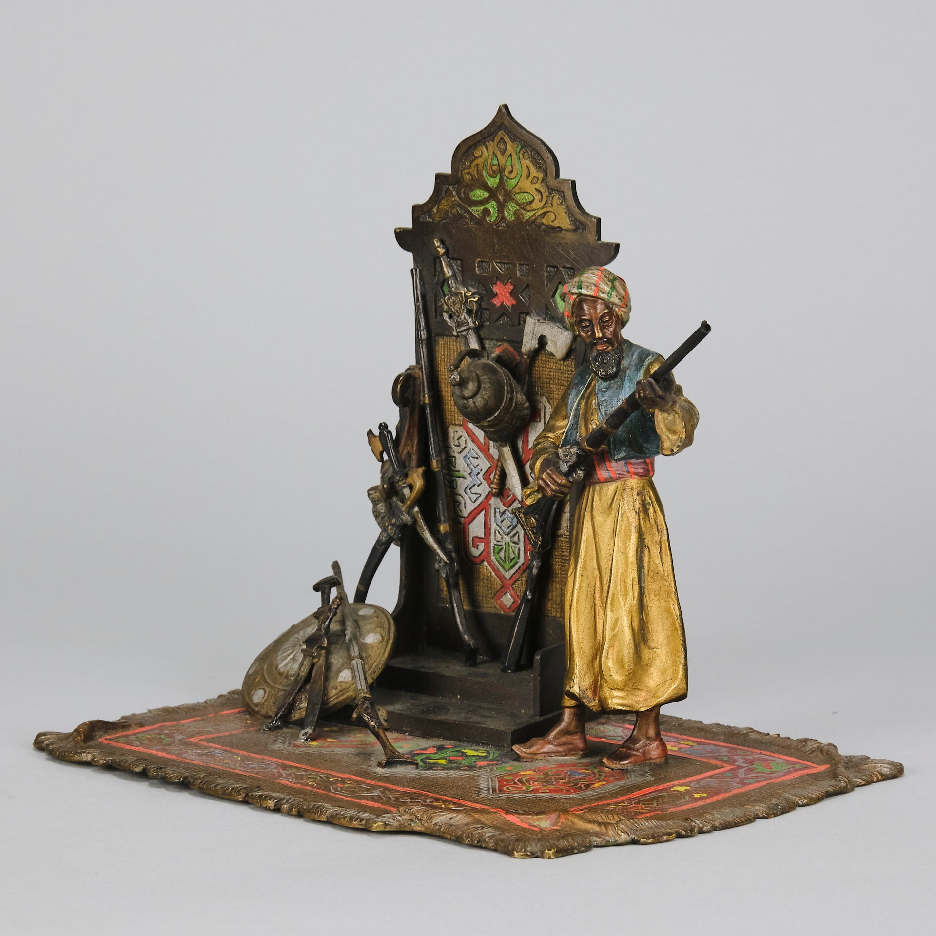 Bergman Bronze - Arms Dealer - Antique Bronze - Bergman Cold painted Bronze - Hickmet Fine Arts