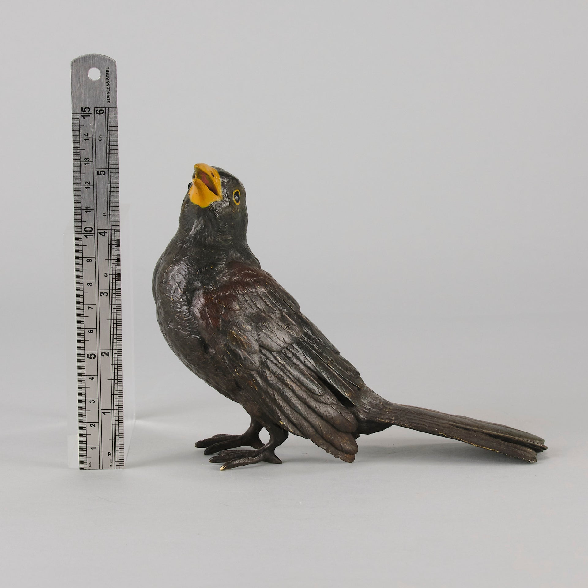 Bergman Bronze - Antique Bronze - Blackbird - Franz Bergman - Bergman cold painted bronze - Hickmet Fine Arts