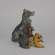 Group of 8 seated dogs of various breeds in cold painted bronze by Franz Bergman with excellent naturalistic colour and fine hand chased surface detail