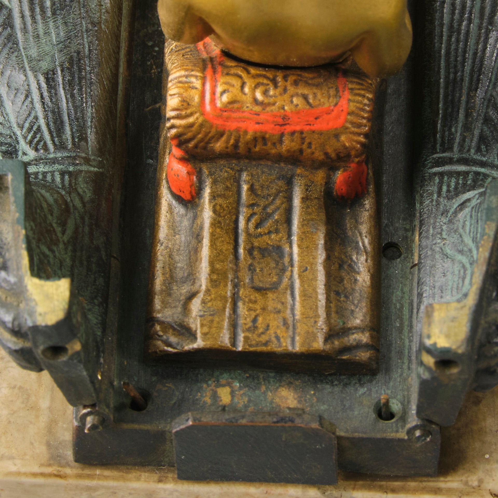 Erotic Sphinx by Franz Bergman a charming and erotic late 19th Century Austrian cold painted bronze figure of a recumbent sphinx, hinged and opening to reveal a naked beauty seated on a rug with gilt and enamel colour