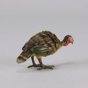 Bergman Bronze - Antique Bronze - Bergman cold painted bronze - Feeding Turkey - Franz Bergman - Hickmet Fine Arts
