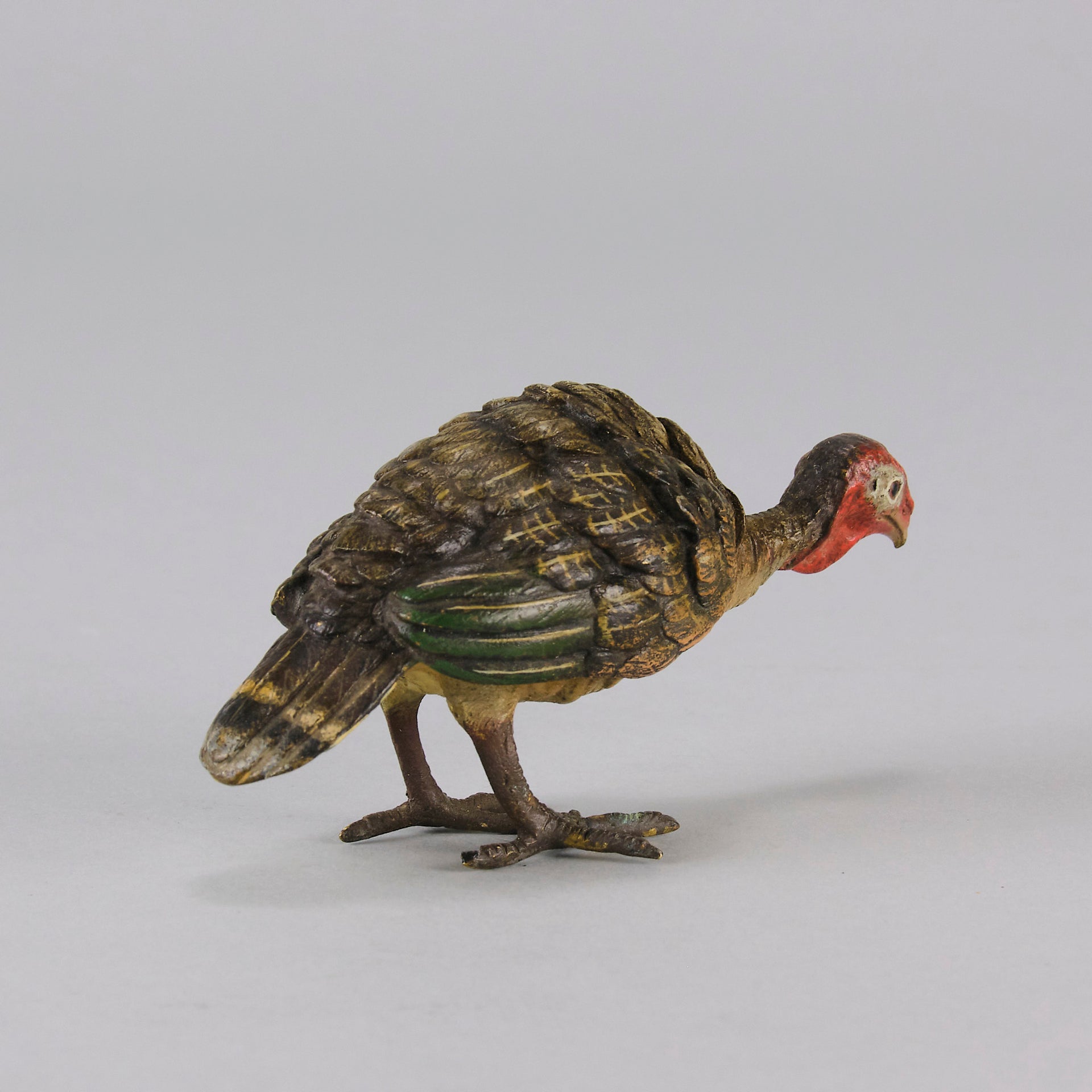 Bergman Bronze - Antique Bronze - Bergman cold painted bronze - Feeding Turkey - Franz Bergman - Hickmet Fine Arts