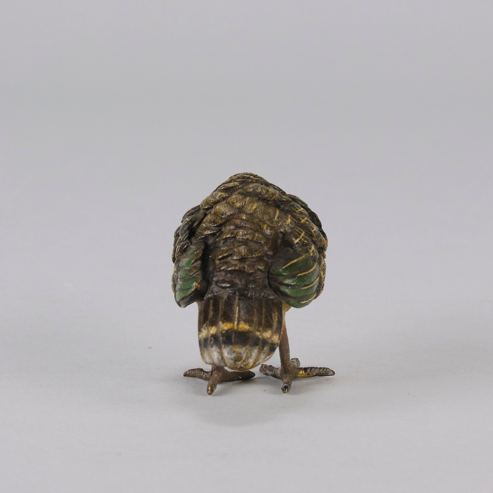 Bergman Bronze - Antique Bronze - Bergman cold painted bronze - Feeding Turkey - Franz Bergman - Hickmet Fine Arts