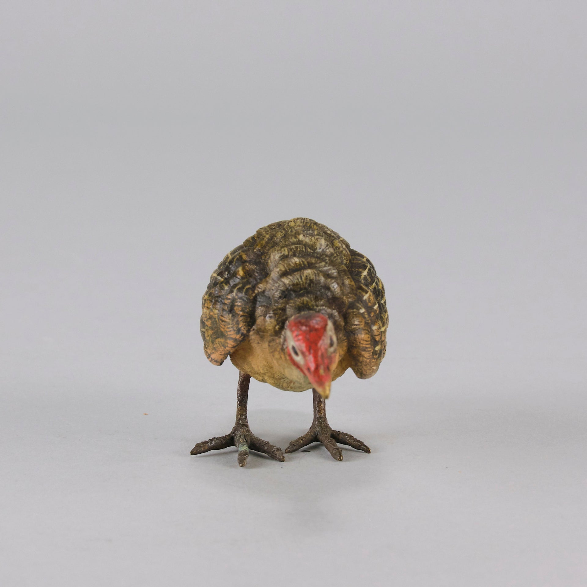 Bergman Bronze - Antique Bronze - Bergman cold painted bronze - Feeding Turkey - Franz Bergman - Hickmet Fine Arts