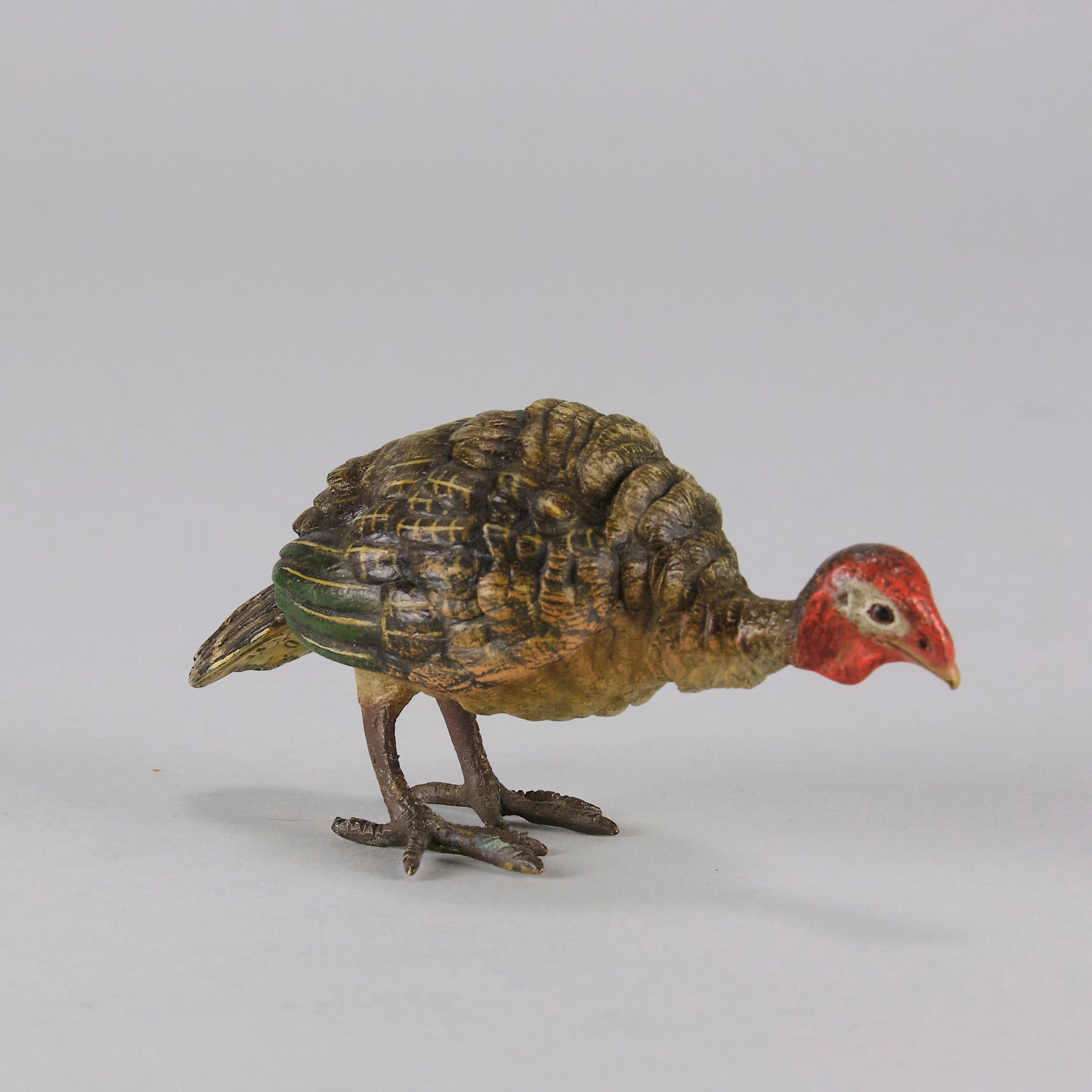 Bergman Bronze - Antique Bronze - Bergman cold painted bronze - Feeding Turkey - Franz Bergman - Hickmet Fine Arts