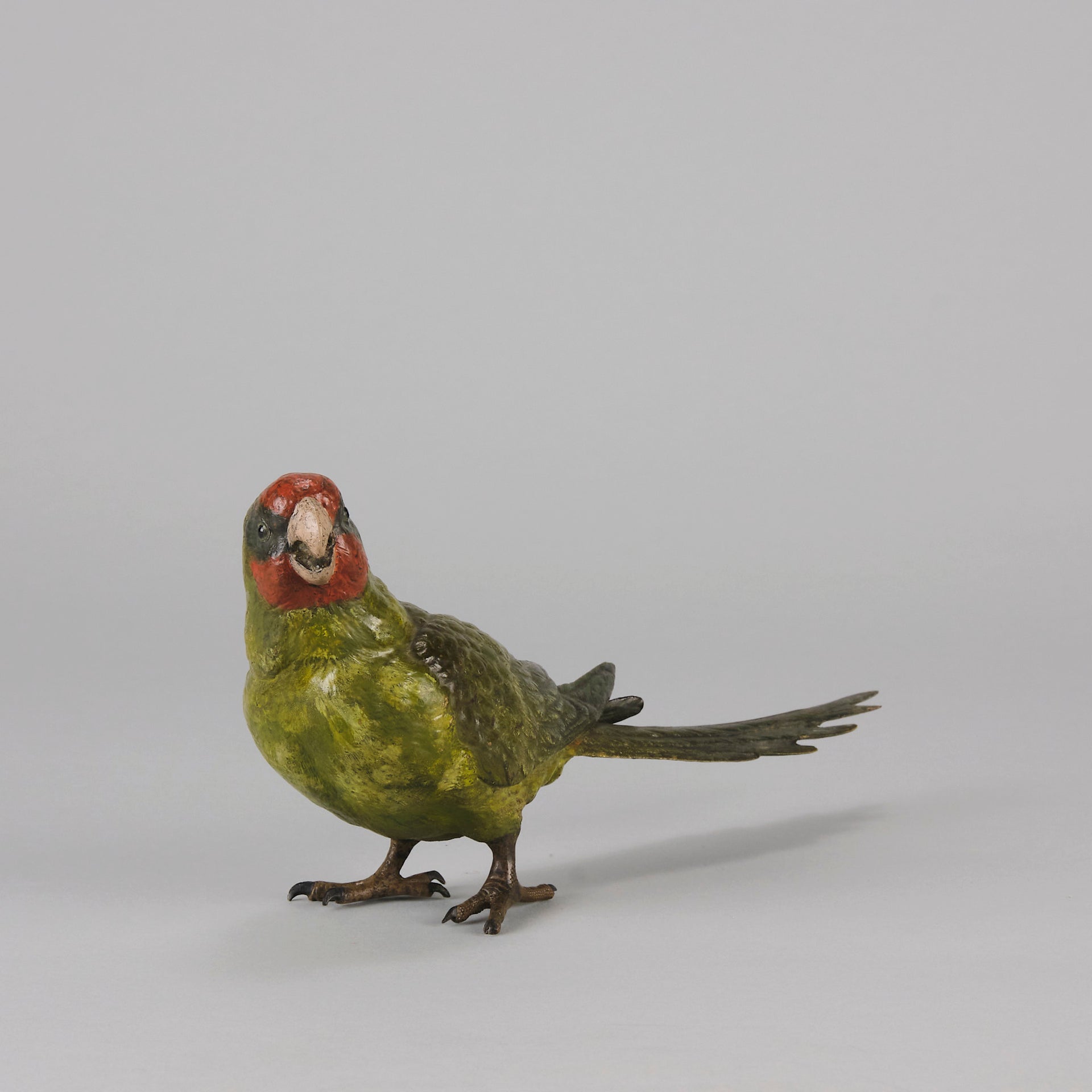 Bergman Green Parrot - Franz Bergman Bronze - Hickmet Fine Arts