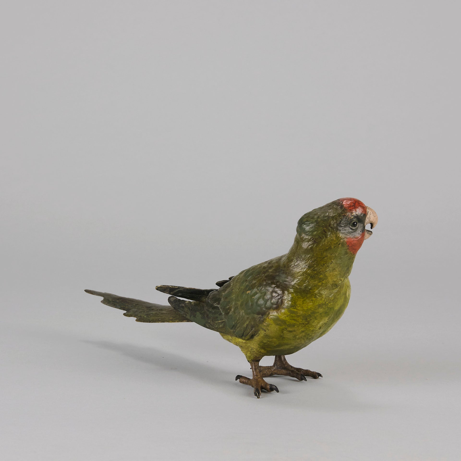 Bergman Green Parrot - Franz Bergman Bronze - Hickmet Fine Arts