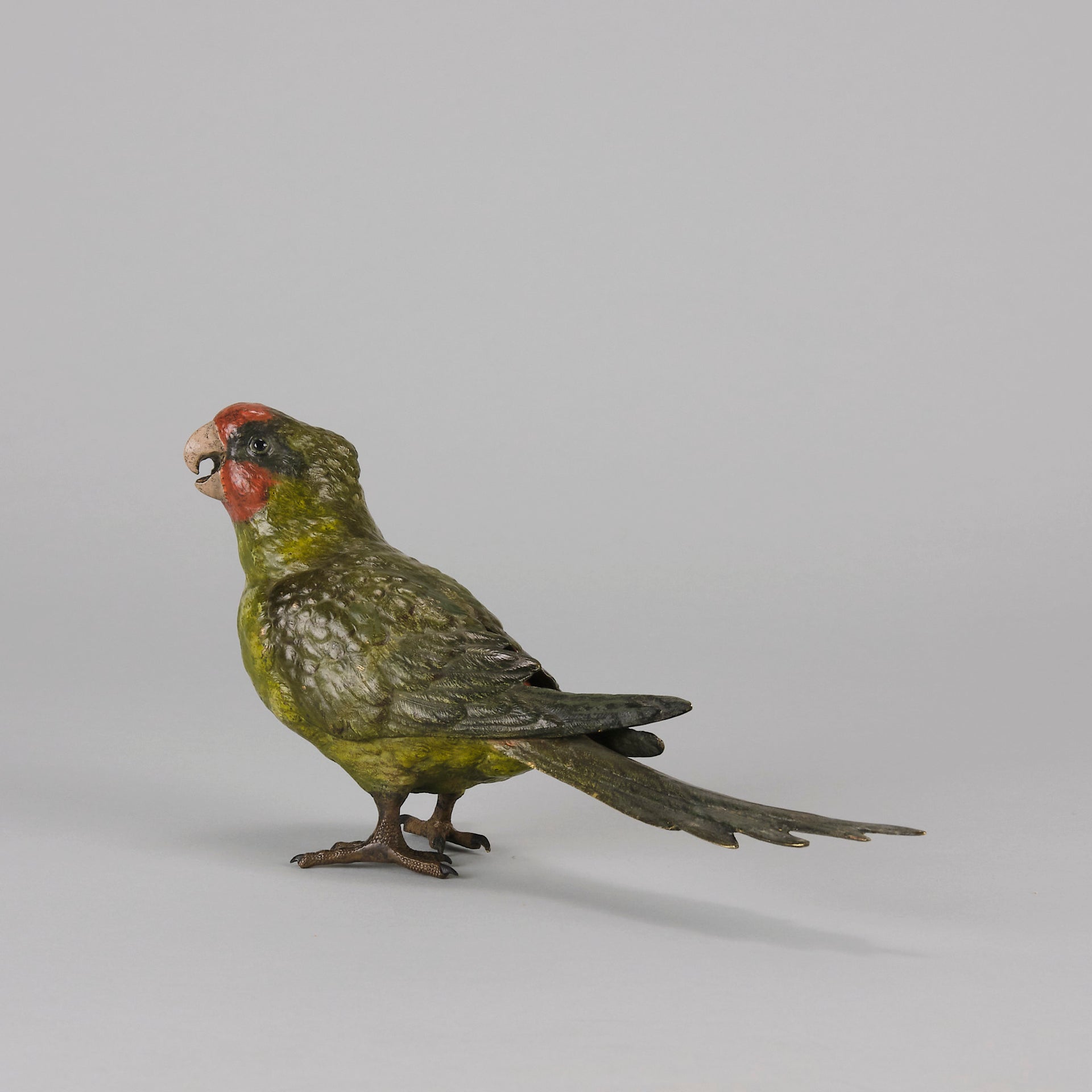 Bergman Green Parrot - Franz Bergman Bronze - Hickmet Fine Arts