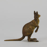 Kangaroo" by Franz Bergman a charming early 20th Century Austrian cold painted bronze study of a standing kangaroo with excellent naturalistic hand chased surface detail and fine colour