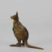 Kangaroo" by Franz Bergman a charming early 20th Century Austrian cold painted bronze study of a standing kangaroo with excellent naturalistic hand chased surface detail and fine colour