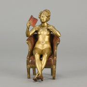 Bergman Lady Reading - Austrian Cold Painted Bronze - Hickmet Fine Arts