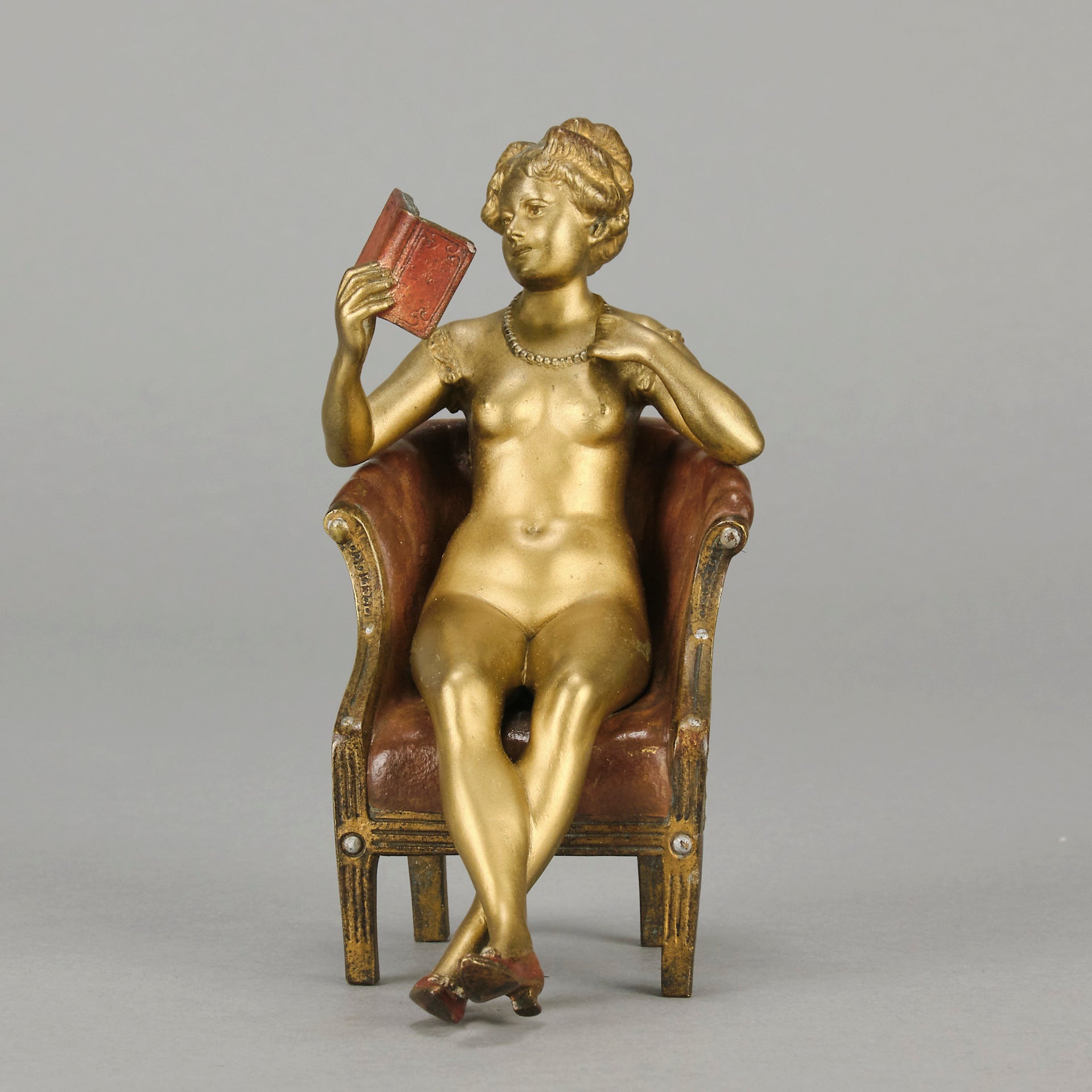 Bergman Lady Reading - Austrian Cold Painted Bronze - Hickmet Fine Arts